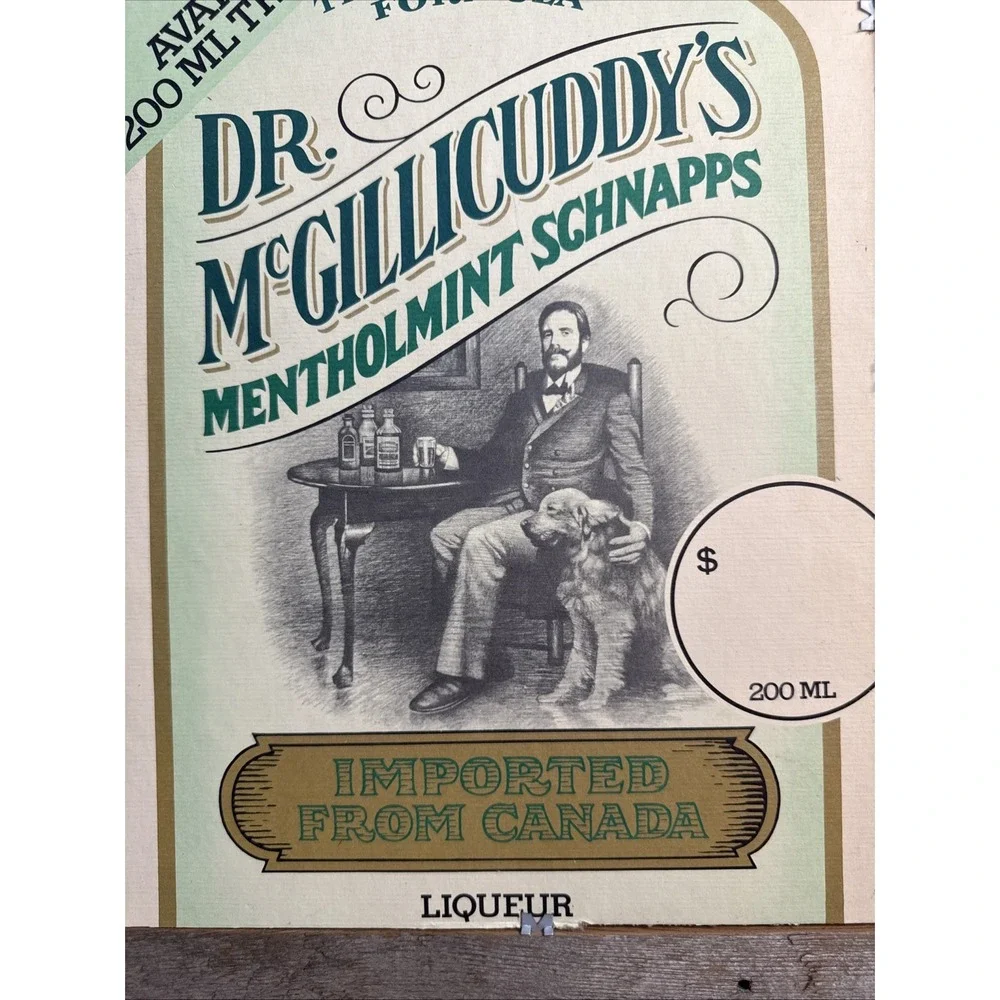 Vintage Dr McGillicuddy Schnapps Sign & American Barn Print Double Sided Framed